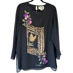 Vintage Large Butterfly Silk Blouse Y2K Whimsigoth Fairy Artsy Eclectic Hawaiian